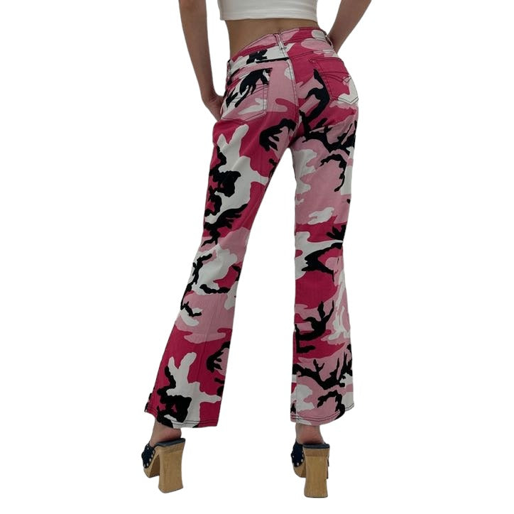 Y2k Vintage Pink Camo Straight Pants [XS]