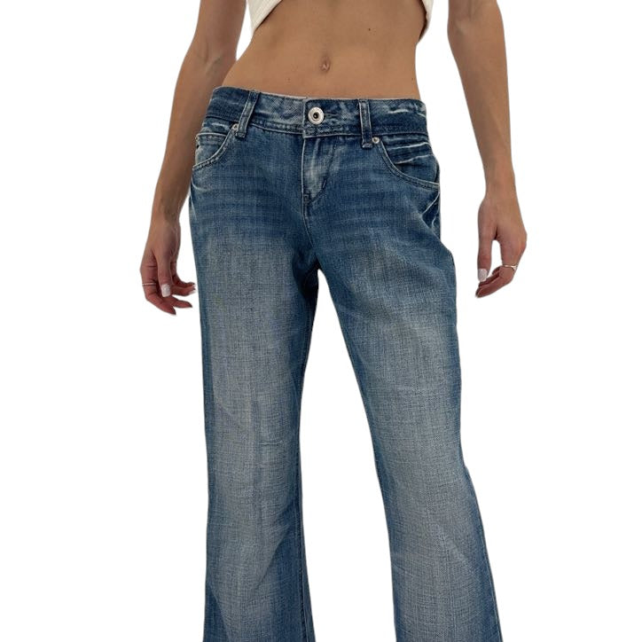 Y2k Vintage Blue Studded Wideleg Jeans [S]