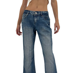 Y2k Vintage Blue Studded Wideleg Jeans [S]