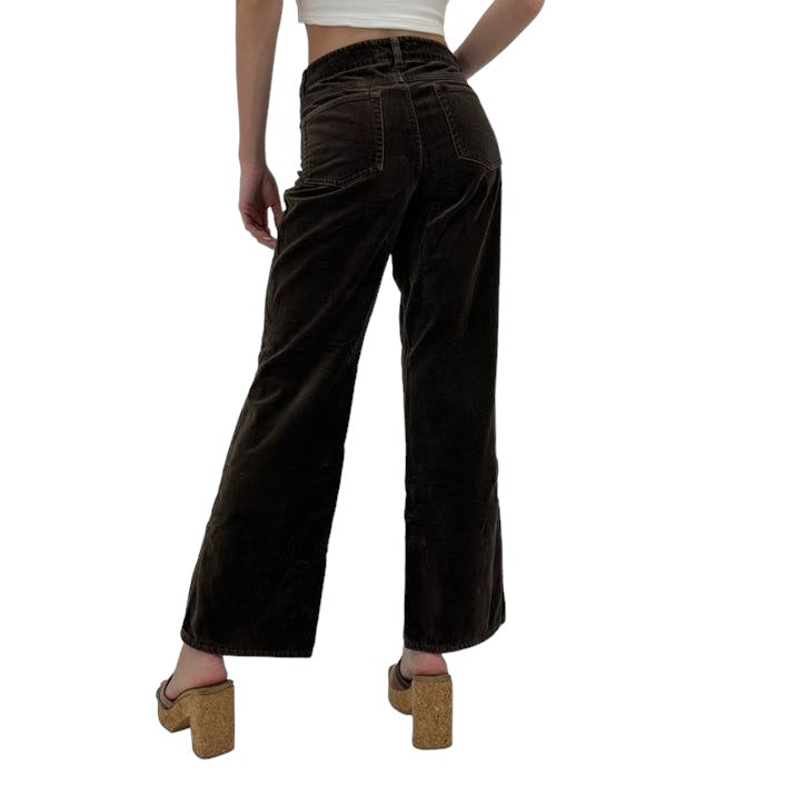 Y2k Vintage Brown Velvet Wideleg Jeans [M]
