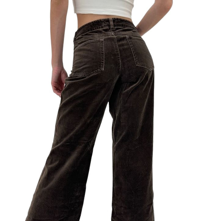 Y2k Vintage Brown Velvet Wideleg Jeans [M]