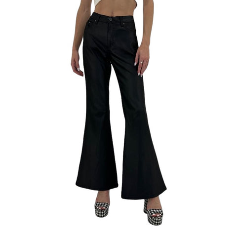 Y2k Vintage Black Straight Leather Pants [S]