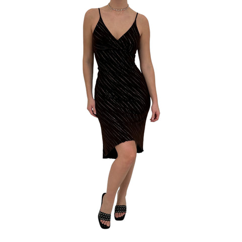 Y2k Vintage Black A-Line Asymmetrical Dress [M, L]