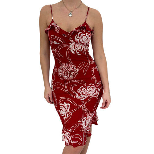 Y2k Vintage Red + White Floral Dress [S]