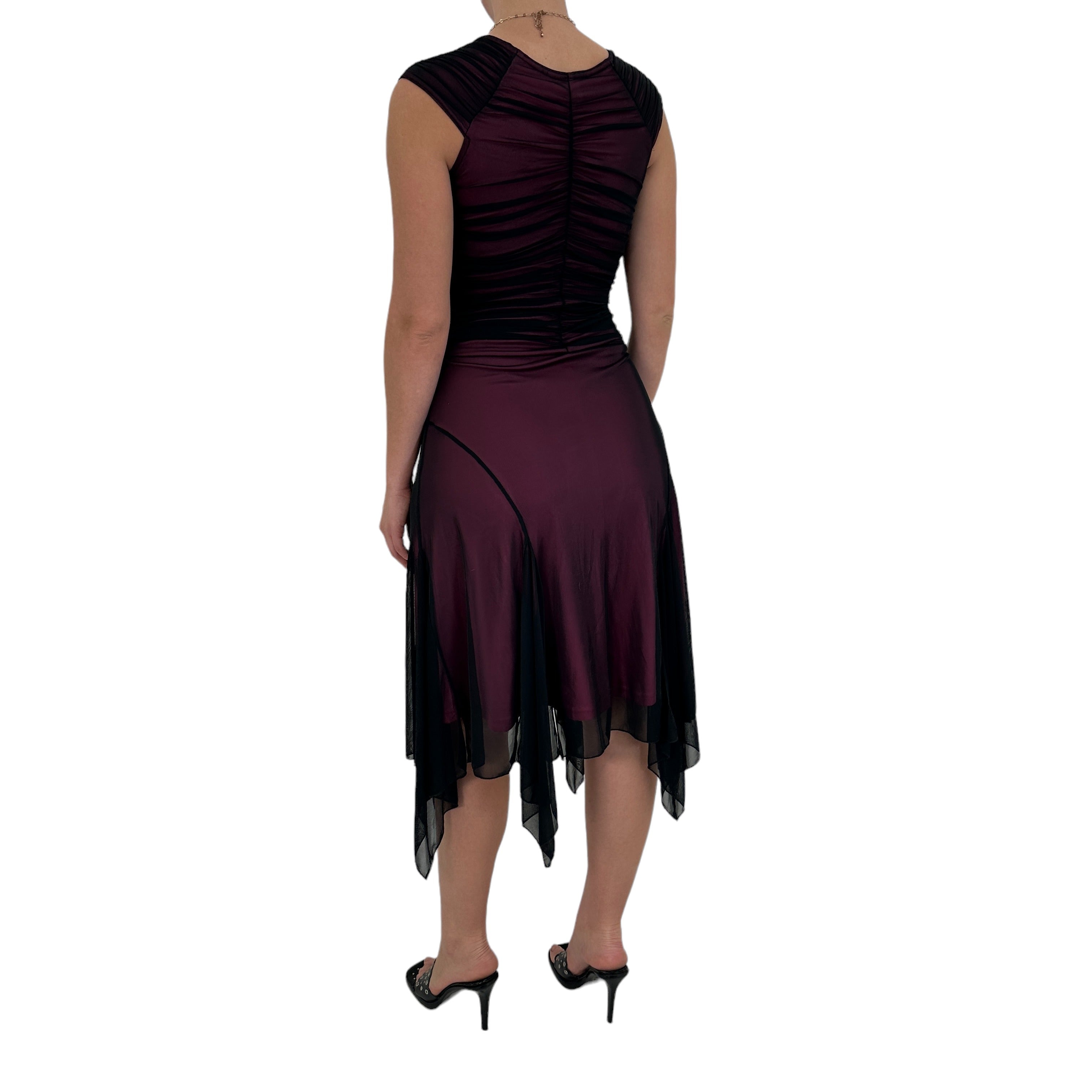 Y2k Vintage Black + Pink Asymmetrical Hem A-Line Dress [S]