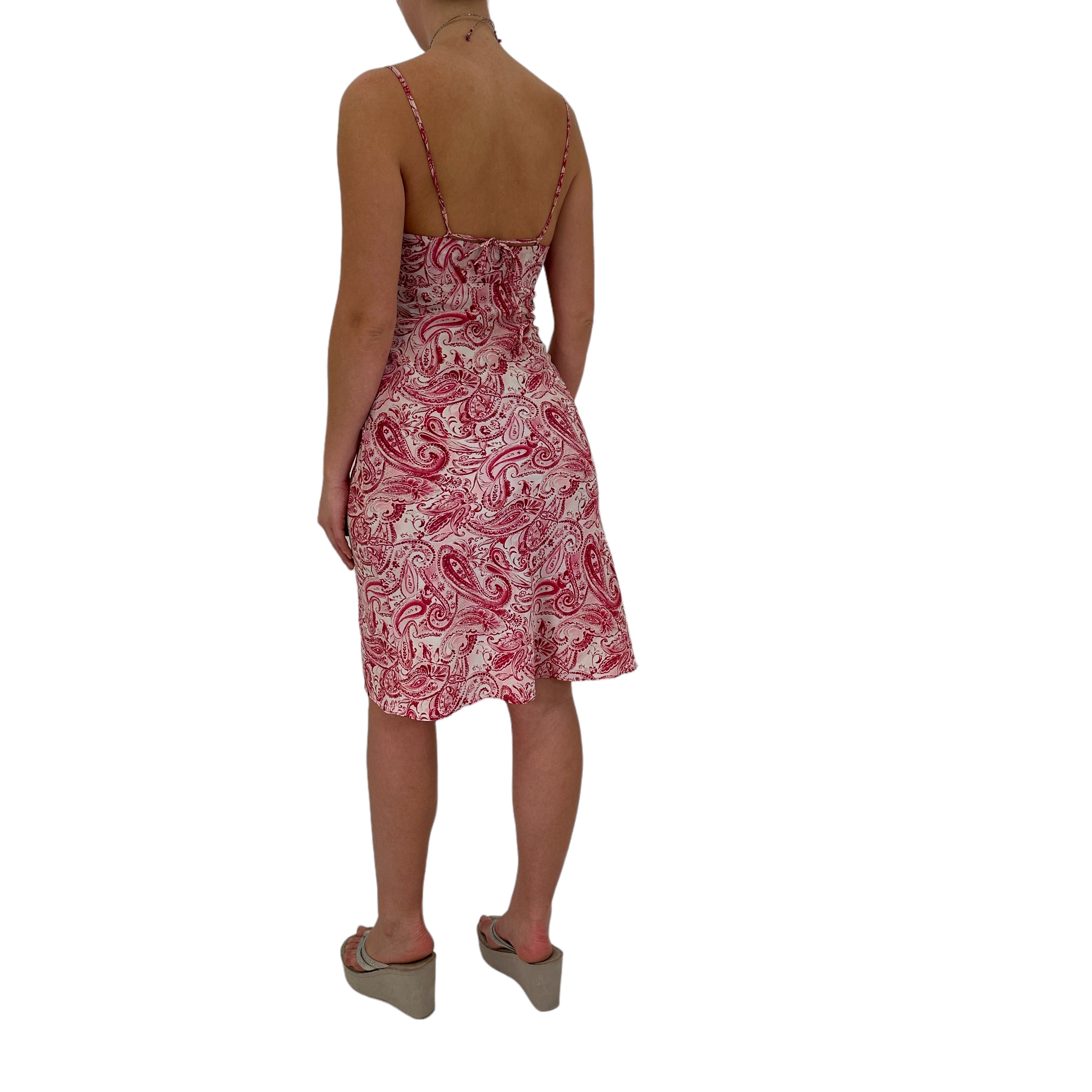Y2k Vintage Pink + White Paisley Bodycon Dress [S]