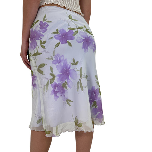 Y2k Vintage White + Purple Floral Skirt [S, M]