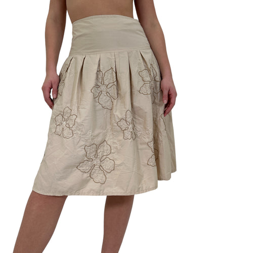 Y2k Vintage Tan Flower Embroidered Skirt [M]
