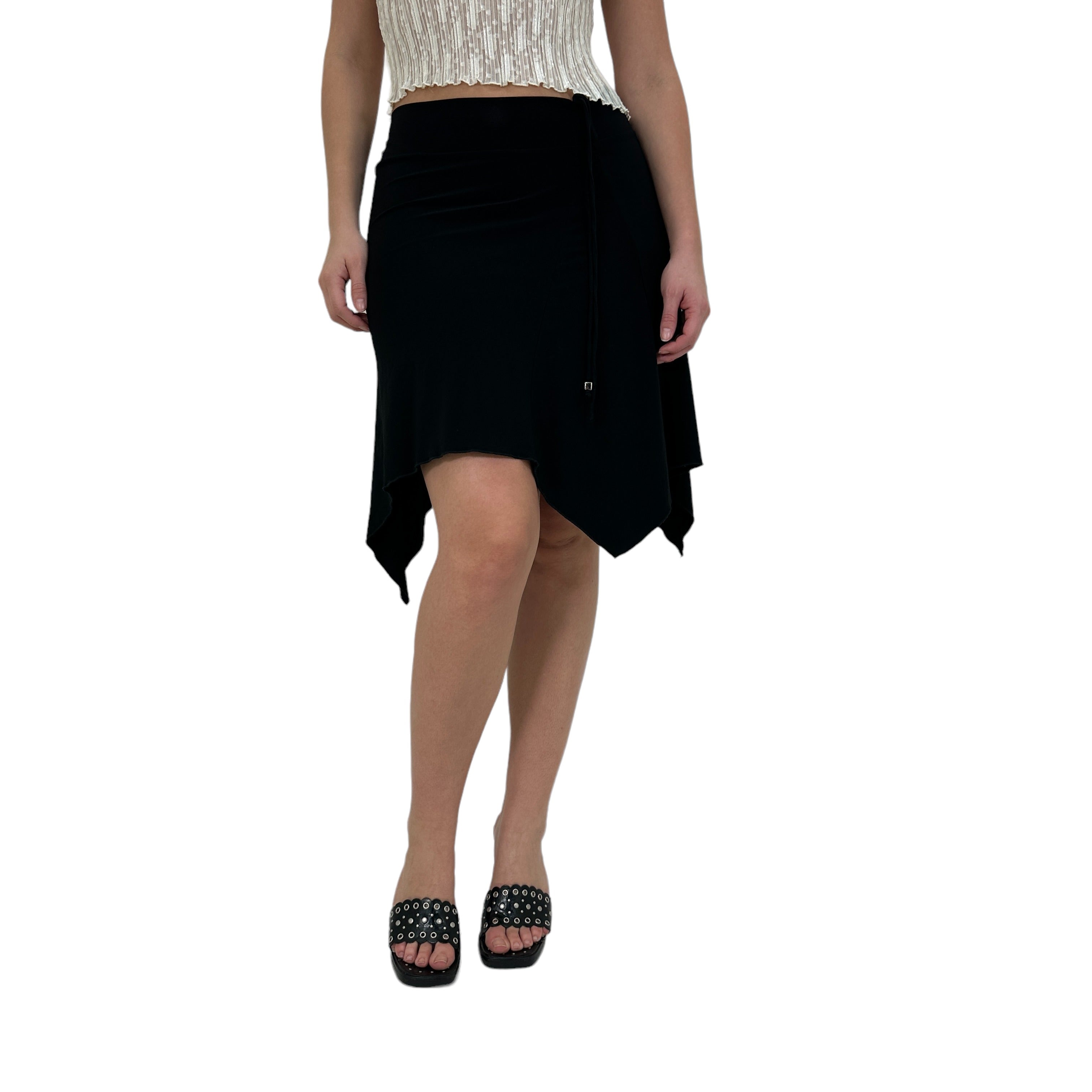 Y2k Vintage Black Asymmetrical Hem Skirt [M]