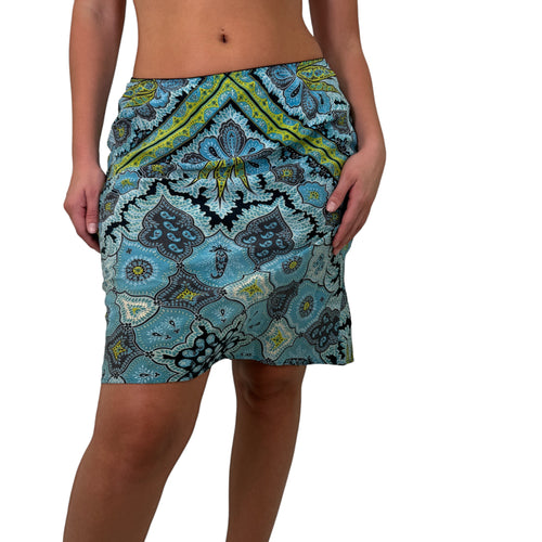 Y2k Vintage Blue + Black Printed Skirt [M]