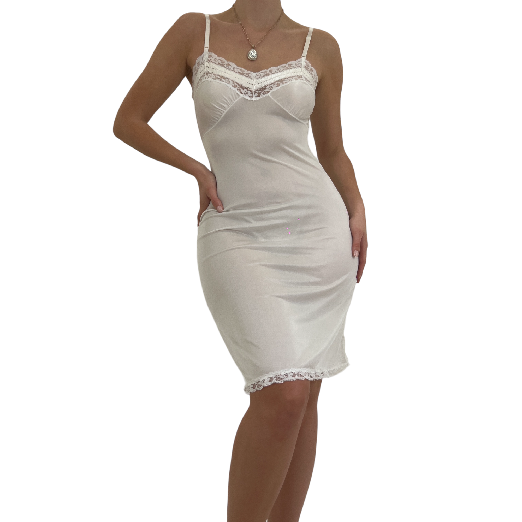 90s Vintage White Slip Dress [S]