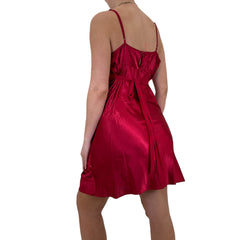 90s Vintage Red Satin Slip Dress [L]