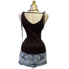 Y2K Vintage Brown Pink Flower "The Caribbean" Top [S]
