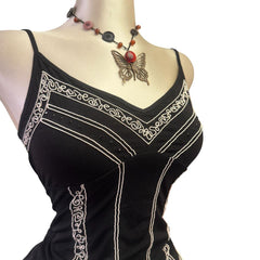 Y2K Vintage Black And White Glitter Tank Top [S]