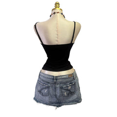 Y2K Vintage Black And White Glitter Tank Top [S]