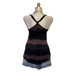 Y2K Vintage All Saints Black Brown Beaded Sequin Top [M]