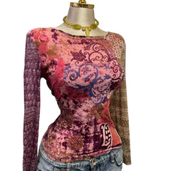Y2K Vintage Pink Blue Purple Artsy Top  [M]