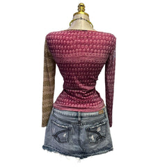 Y2K Vintage Pink Blue Purple Artsy Top  [M]