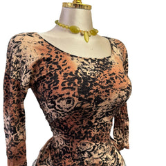 Y2K Vintage Brown Beige Black Velvet Top  [M]