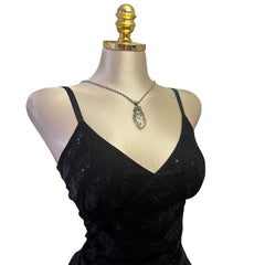 Y2K Vintage Black Sequin V-Neck Top [M]