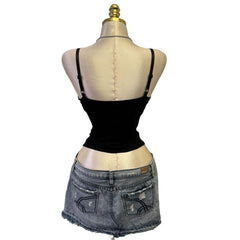 Y2K Vintage Black Sequin V-Neck Top [M]