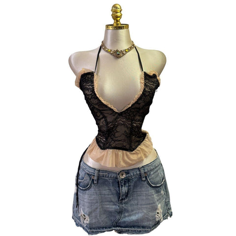 Y2k Vintage "Rock Doll" Brown Graphic Tank Top [S]