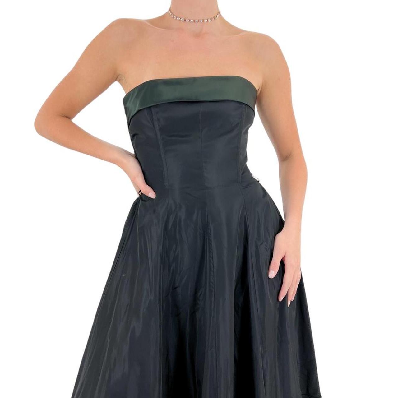 Dolce & Gabanna Designer Black Fit + Flare Formal Strapless Dress w/ Ribbon Trim [M]