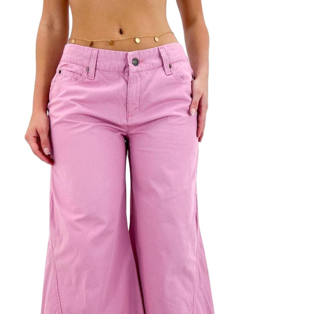 Y2k Vintage Pink Khaki Low-Rise Flare Pants [M]