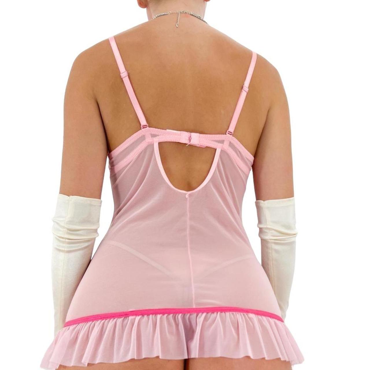 Y2k Vintage Pink Satin + Mesh Slip Dress w/ Ruffle Hem [S]