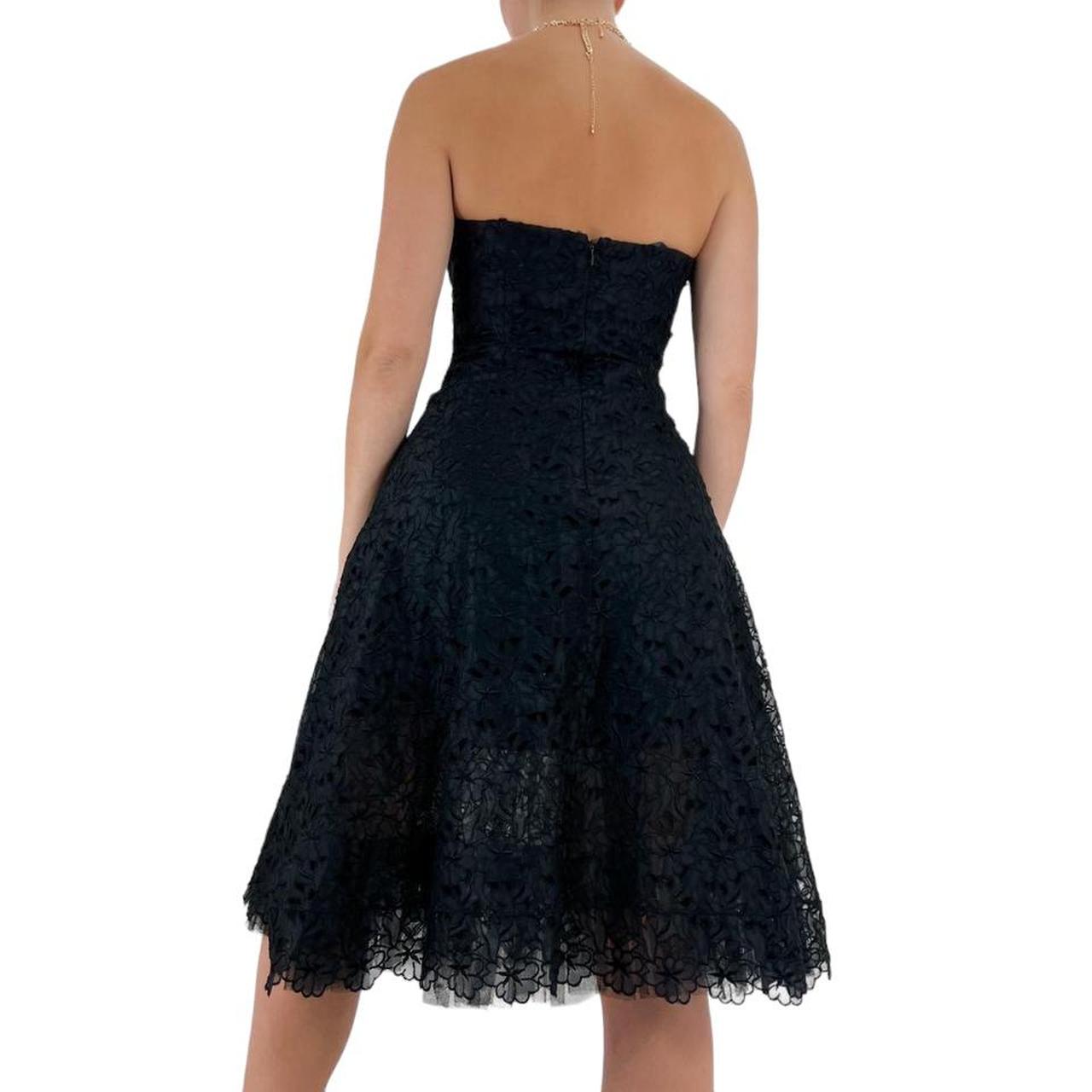Nicole Miller Designer Vintage Black Floral Lace Strapless Fit + Flare Dress [S]