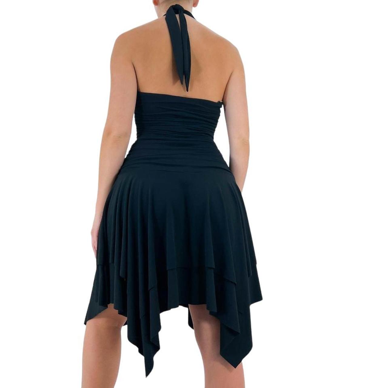 Y2k Vintage Black Ruched Halter Dress w/ Asymmetrical Hem [M]