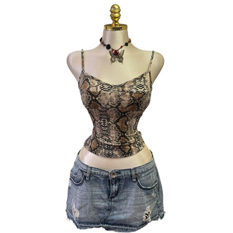 90s Vintage Yellow Tank "Naughty Girl" Top  [XS]
