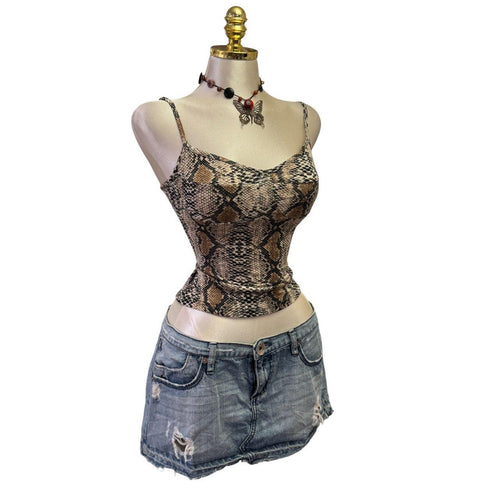 90s Vintage Brown Snake Skin Top [S]