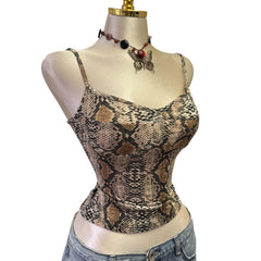 90s Vintage Brown Snake Skin Top [S]
