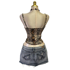 90s Vintage Brown Snake Skin Top [S]