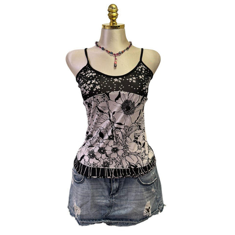 90s Vintage Yellow Tank "Naughty Girl" Top  [XS]