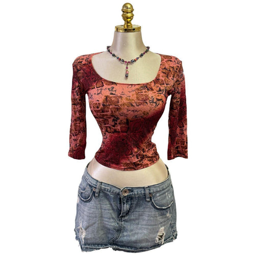 90s Vintage Pink Snakeprint Sequin Top [S]