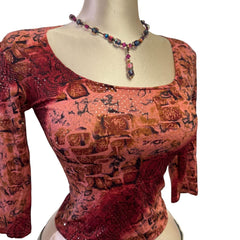 90s Vintage Pink Snakeprint Sequin Top [S]