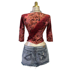 90s Vintage Pink Snakeprint Sequin Top [S]