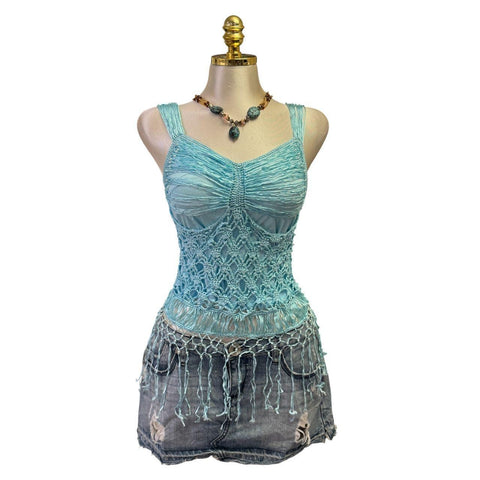 90s Vintage Yellow Tank "Naughty Girl" Top  [XS]