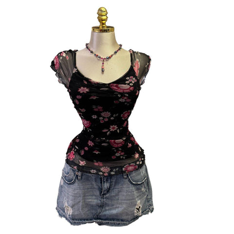 90s Vintage Yellow Tank "Naughty Girl" Top  [XS]
