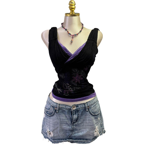 Y2k Vintage "Rock Doll" Brown Graphic Tank Top [S]