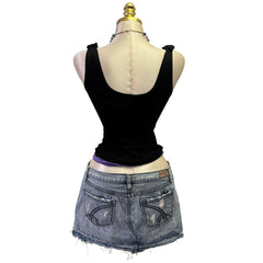 90s Vintage Purple Black Layered Bedazzled Top  [XS]