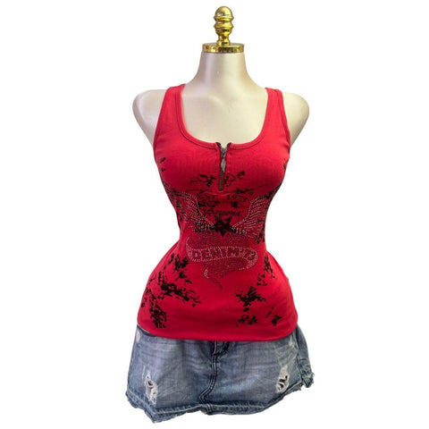 Y2k Vintage White Zipper Collared Halter Top [S]