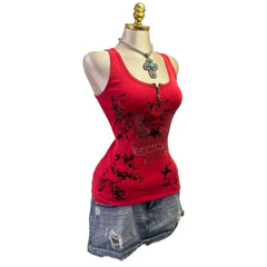 Y2K Vintage Red Black Angel Wing Sequins Top [S,M]