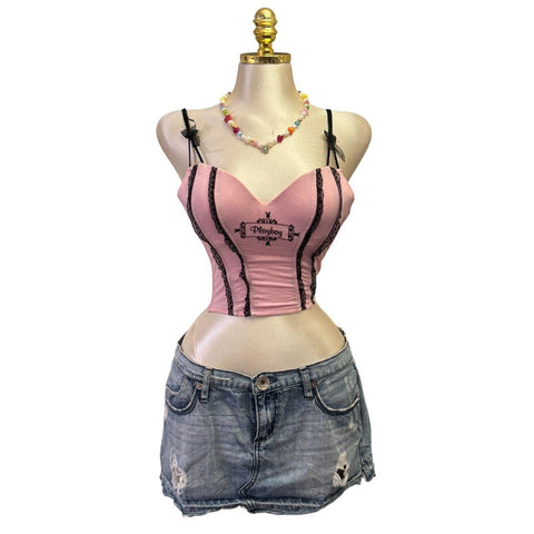 Y2k Vintage White Zipper Collared Halter Top [S]