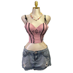 90s Vintage Pink Playboy Bustier Tank Top [XS]