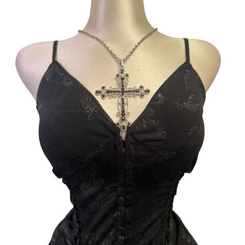 Y2K Vintage All Saints Black Brown Beaded Sequin Top [M]