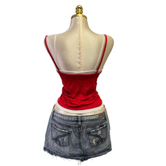 Y2K Vintage Red Layered Tank Brooklyn Training Department Top [S]