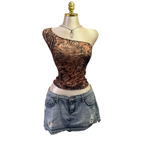Y2k Vintage White Zipper Collared Halter Top [S]